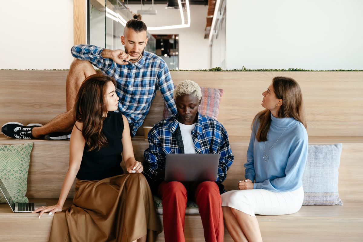 A team at work in a bright office